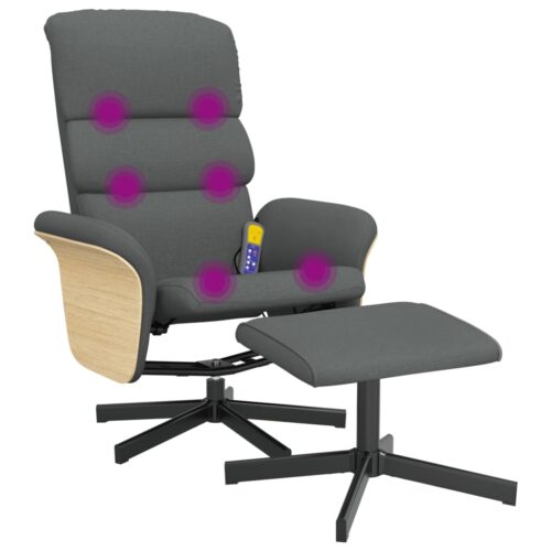 Massage Recliner Chair with Footstool Dark Grey Fabric - Image 7