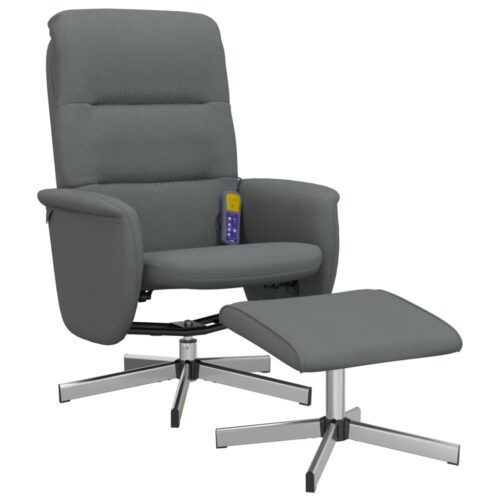 Massage Recliner Chair with Footstool Dark Grey Fabric - Image 2