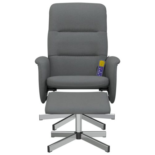 Massage Recliner Chair with Footstool Dark Grey Fabric - Image 3