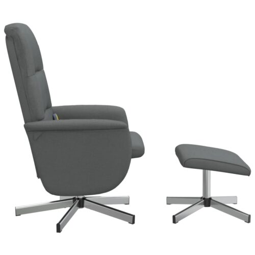 Massage Recliner Chair with Footstool Dark Grey Fabric - Image 4