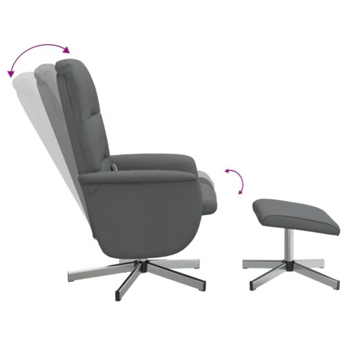 Massage Recliner Chair with Footstool Dark Grey Fabric - Image 6