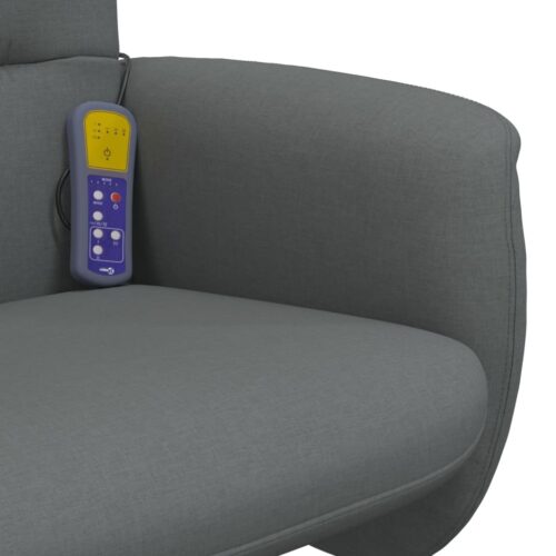 Massage Recliner Chair with Footstool Dark Grey Fabric - Image 7
