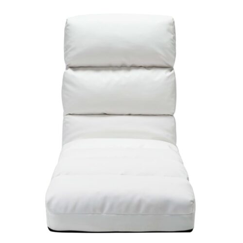 Folding Floor Chair White Faux Leather - Image 2