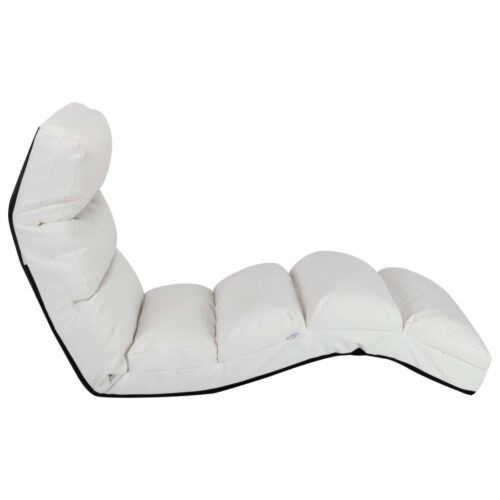 Folding Floor Chair White Faux Leather - Image 3