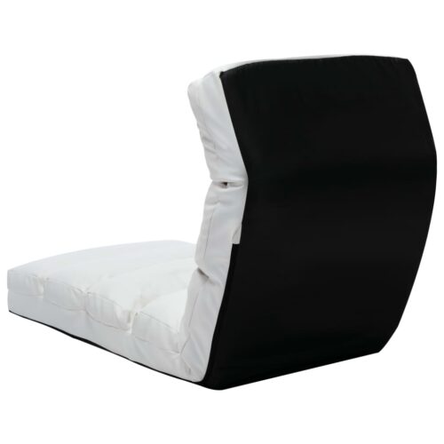 Folding Floor Chair White Faux Leather - Image 4