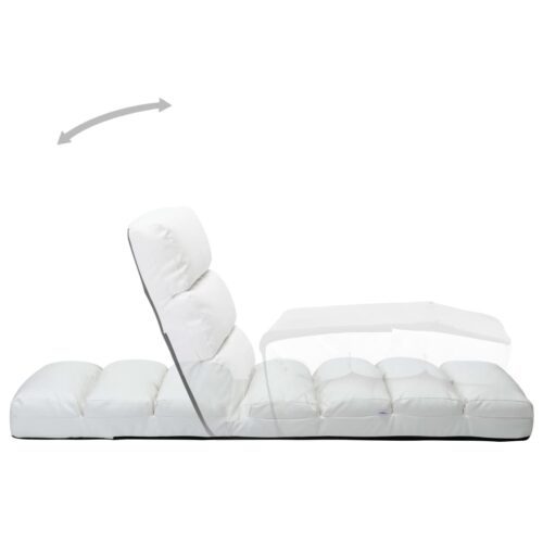 Folding Floor Chair White Faux Leather - Image 5