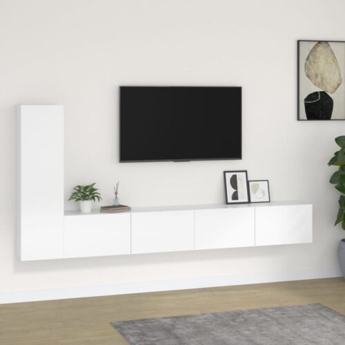 3-Piece Set Wooden TV Cabinet Entertainment Unit Stand Storage Table Shelf White