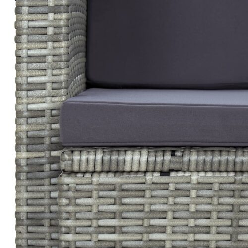 2 Seater Garden Sofa with Cushions Grey Poly Rattan - Image 6
