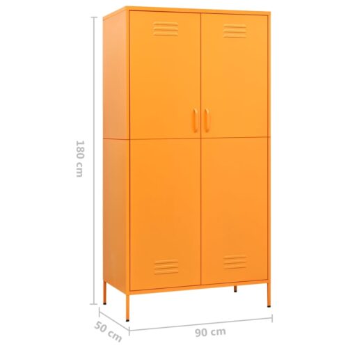 Wardrobe Mustard Yellow 90x50x180cm Steel - Image 10