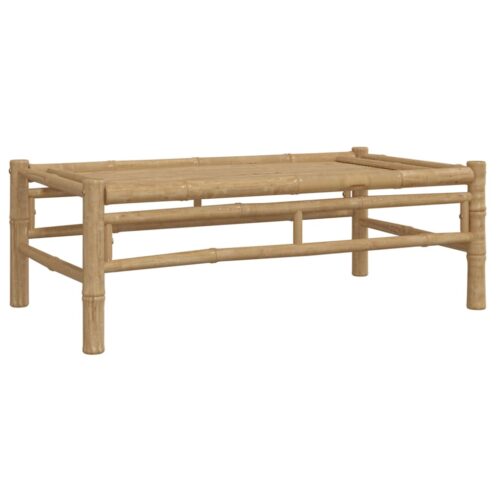 2-Piece Garden Lounge Set with Cream White Cushions Bamboo - Image 7
