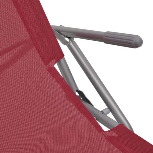 Sun Loungers 2pcs Steel Frame Textilene Red - Image 4