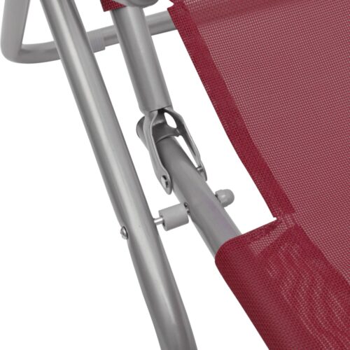 Sun Loungers 2pcs Steel Frame Textilene Red - Image 5