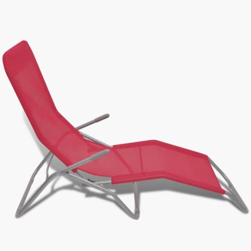 Sun Loungers 2pcs Steel Frame Textilene Red - Image 6