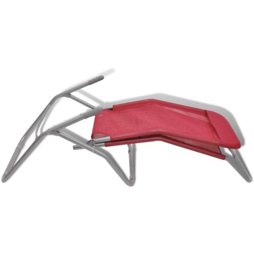 Sun Loungers 2pcs Steel Frame Textilene Red - Image 7