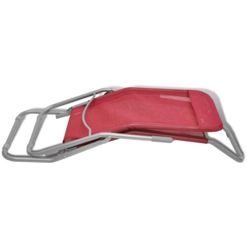 Sun Loungers 2pcs Steel Frame Textilene Red - Image 8