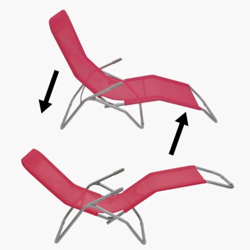 Sun Loungers 2pcs Steel Frame Textilene Red - Image 9