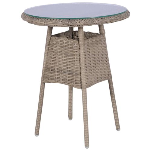 3-Piece Bistro Set with Cushions Poly Rattan Wicker Outdoor Patio Furniture Brown - Image 3