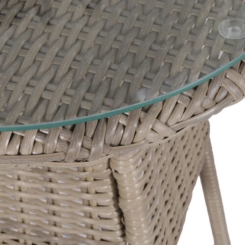 3-Piece Bistro Set with Cushions Poly Rattan Wicker Outdoor Patio Furniture Brown - Image 4