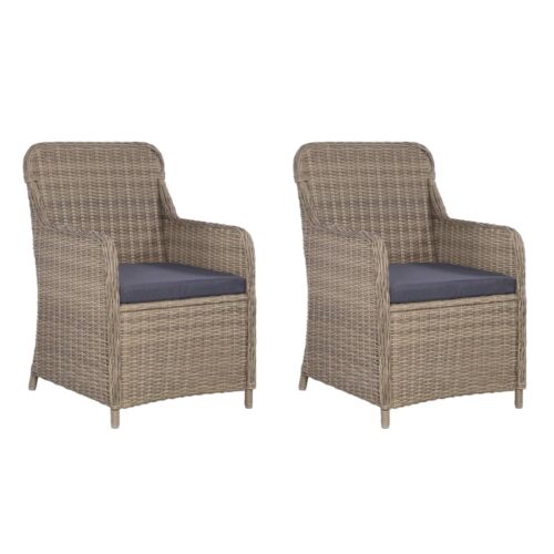 3-Piece Bistro Set with Cushions Poly Rattan Wicker Outdoor Patio Furniture Brown - Image 5