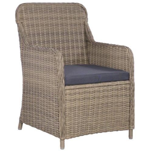 3-Piece Bistro Set with Cushions Poly Rattan Wicker Outdoor Patio Furniture Brown - Image 6