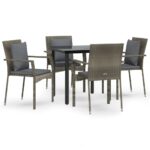5-Piece Outdoor Dining Set Garden Patio Lounge Bistro Chairs Rattan Furniture