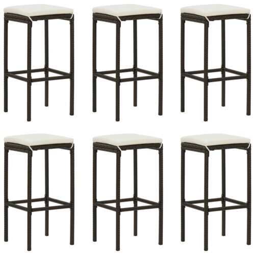 7-Piece Garden Bar Set with Cushions Poly Rattan Wicker Outdoor Patio Furniture Brown - Image 3