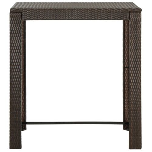 7-Piece Garden Bar Set with Cushions Poly Rattan Wicker Outdoor Patio Furniture Brown - Image 9