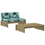 2-Piece Garden Lounge Set with Cushions Impregnated Wood Pine
