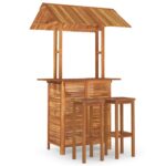 3-Piece Garden Bar Set Wood Timber Outdoor Patio Furniture Acacia