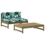 2-Piece Garden Lounge Set with Cushions Impregnated Wood Pine