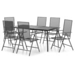 7-Piece Garden Dining Set Anthracite Steel Outdoor Patio Lounge Furniture