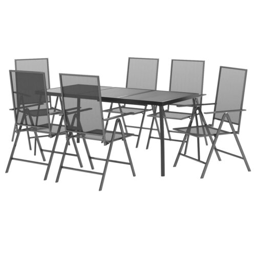 7-Piece Garden Dining Set Anthracite Steel Outdoor Patio Lounge Furniture - Image 3