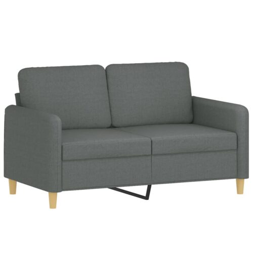 2pcs Sofa Set with Throw Cushions 5-Seater Lounge Couch Futon Fabric Dark Grey - Image 3