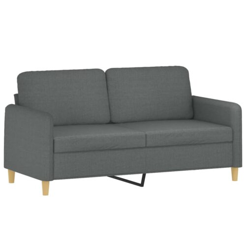 2pcs Sofa Set with Throw Cushions 5-Seater Lounge Couch Futon Fabric Dark Grey - Image 4