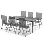 7-Piece Garden Dining Set Anthracite Steel Outdoor Patio Lounge Furniture