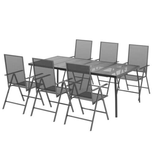7-Piece Garden Dining Set Anthracite Steel Outdoor Patio Lounge Furniture - Image 3
