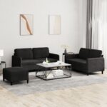 3-Piece Sofa Set Black Velvet
