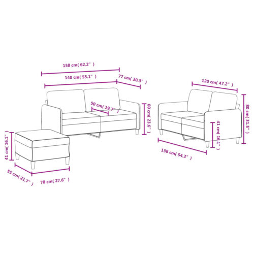 3-Piece Sofa Set Black Velvet - Image 9