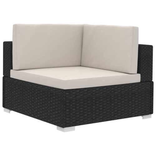 4-Piece Garden Sofa Set with Cushions Poly Rattan Wicker Outdoor Patio Furniture Black - Image 4