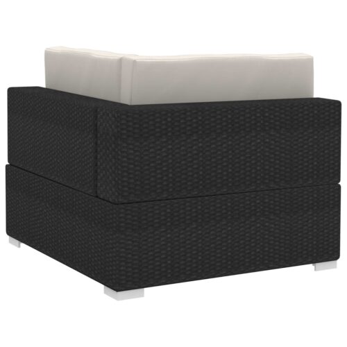 4-Piece Garden Sofa Set with Cushions Poly Rattan Wicker Outdoor Patio Furniture Black - Image 6