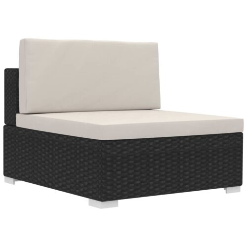 4-Piece Garden Sofa Set with Cushions Poly Rattan Wicker Outdoor Patio Furniture Black - Image 7