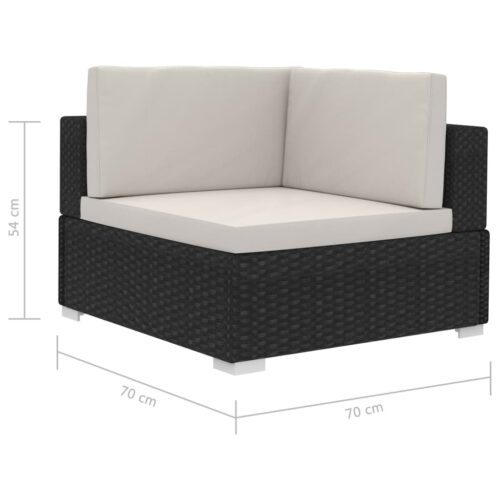 4-Piece Garden Sofa Set with Cushions Poly Rattan Wicker Outdoor Patio Furniture Black - Image 10