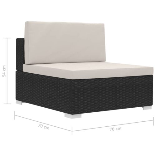 4-Piece Garden Sofa Set with Cushions Poly Rattan Wicker Outdoor Patio Furniture Black - Image 11