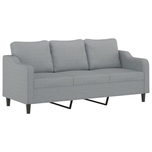 3pcs Sofa Set Ottoman Foot Stool Cushion 5-Seater Lounge Couch Futon Fabric Grey - Image 4