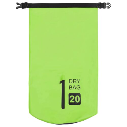 Dry Bag with Zipper Green 20L PVC Waterproof Lightweight Surfing Camping Boating Backpack - Image 3