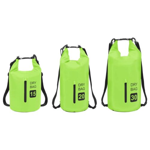 Dry Bag with Zipper Green 20L PVC Waterproof Lightweight Surfing Camping Boating Backpack - Image 8