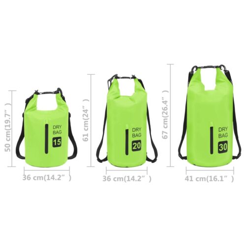 Dry Bag with Zipper Green 20L PVC Waterproof Lightweight Surfing Camping Boating Backpack - Image 10