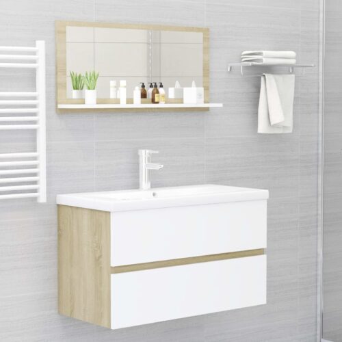 Bathroommirror White Sonoma Oak 80x10.5x37cm Engineered Wood - Image 6