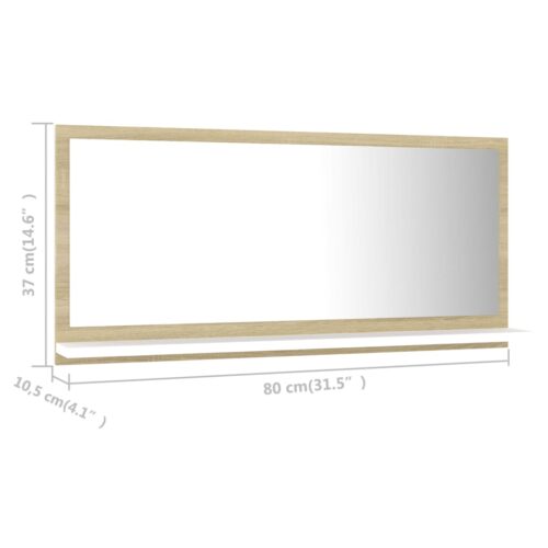 Bathroommirror White Sonoma Oak 80x10.5x37cm Engineered Wood - Image 7