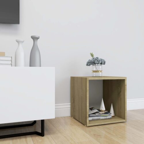 TV Cabinet White Sonoma Oak 37x35x37cm Engineered Wood - Image 7